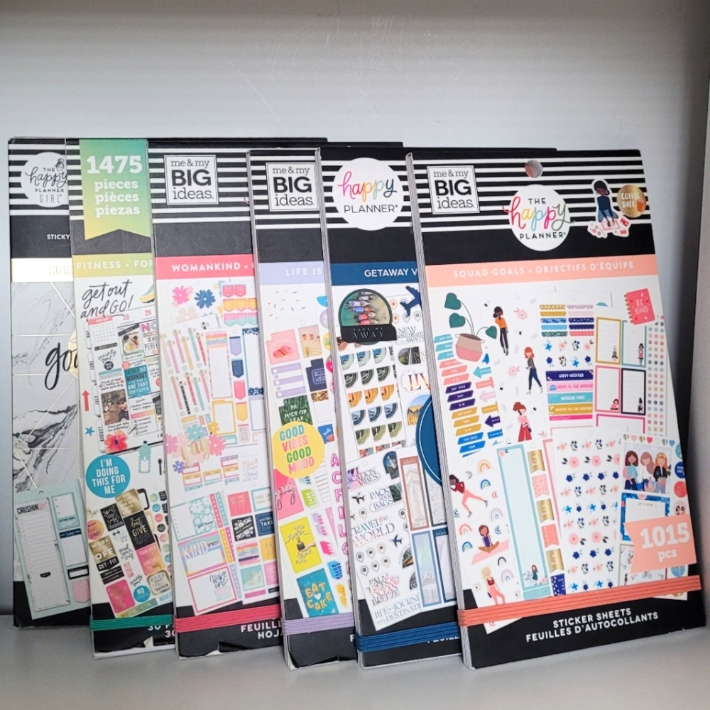 Happy Planner Sticker Books, partially used